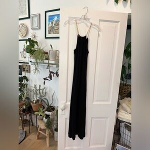 Black Maxi Dress with Gold Chain Straps